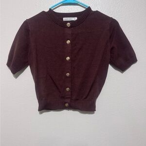 Moon & Madison Dark Brown Button-Down Top